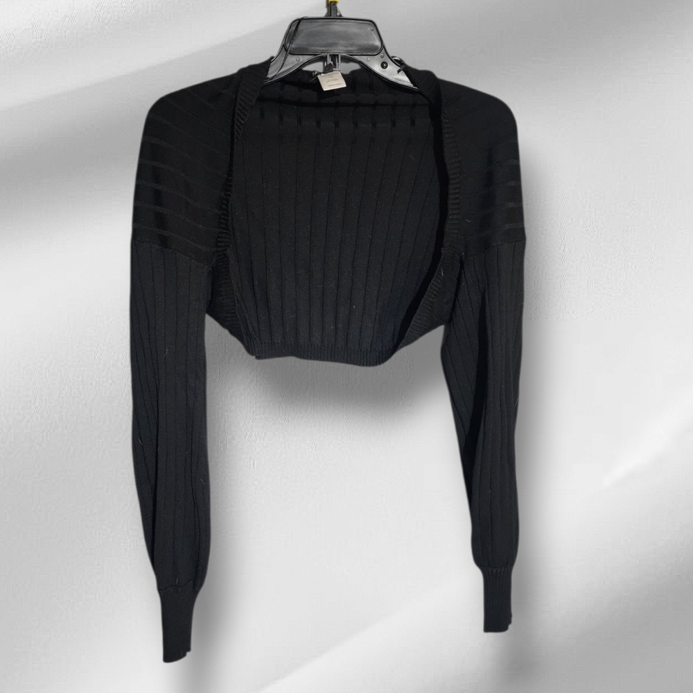 Woman's Black Ribbed Knit Cardigan